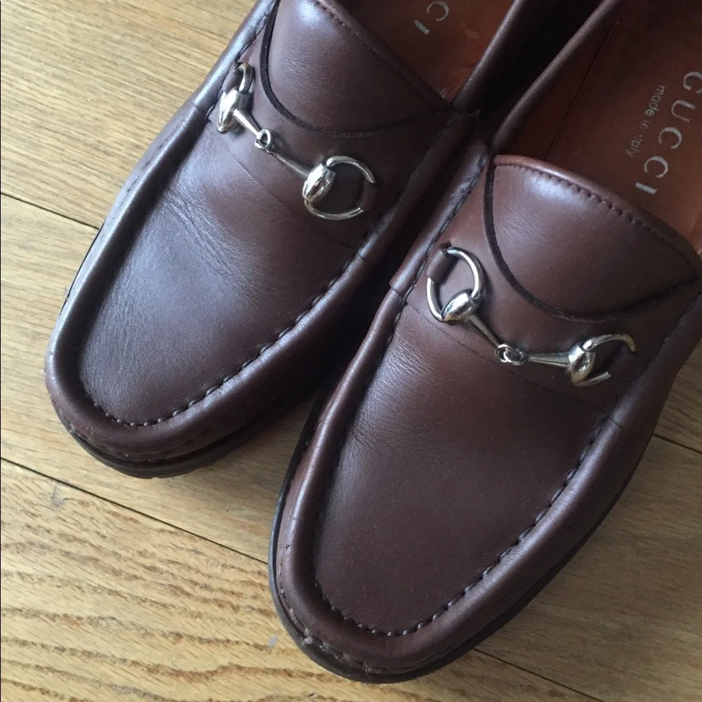 Brown Leather Loafers With Horse Bit Trim, (A Popular Gucci Feature) Size 6.5 - Picture 3 of 5